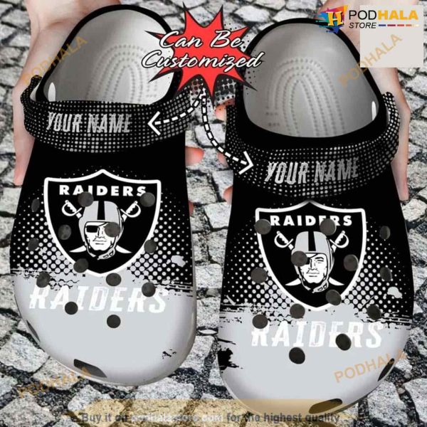 Personalized Las Vegas Raiders Half Tone Drip Flannel Crocs Clog Shoes