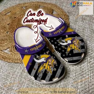 Personalized Minnesota Vikings American Flag Crocs Clog Shoes