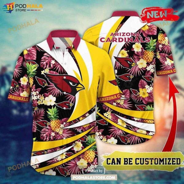 Personalized Name Arizona Cardinals NFL Flower Pineapple Summer Football Hawaiian Shirt