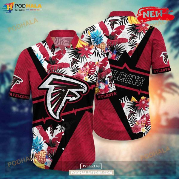 Personalized Name Atlanta Falcons NFL Flower Mix Black Summer Football Hawaiian Shirt
