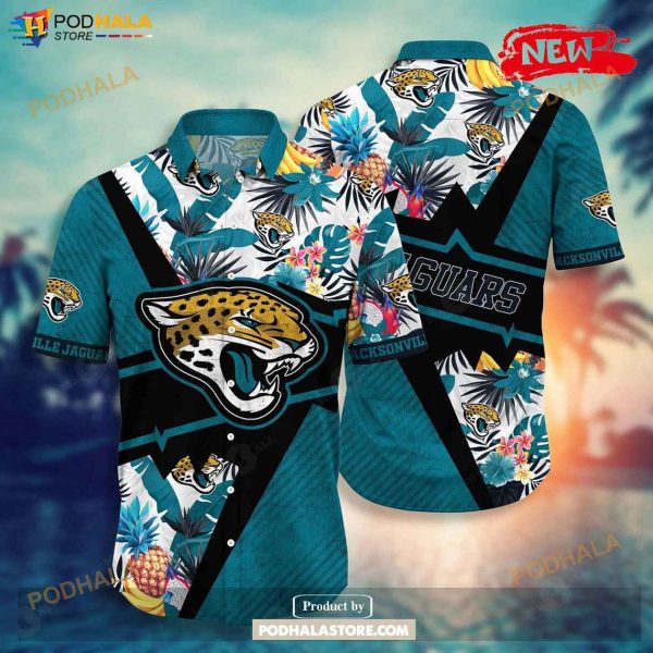 Personalized Name Jacksonville Jaguars NFL Flower Mix Black Summer Football Hawaiian Shirt