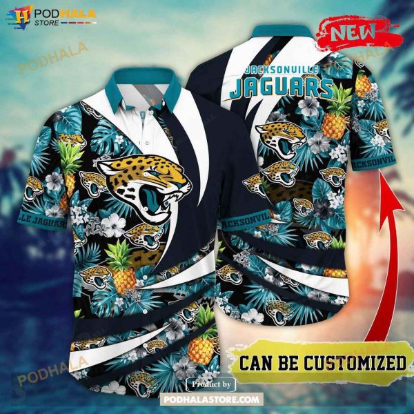Personalized Name Jacksonville Jaguars NFL Flower Pineapple Summer Football Hawaiian Shirt