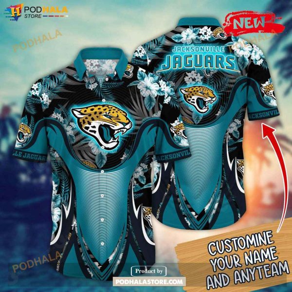 Personalized Name Jacksonville Jaguars NFL Luxury Flower Summer Football Hawaiian Shirt