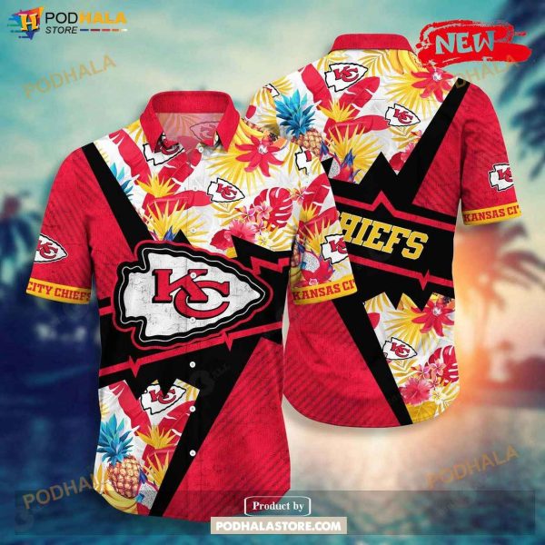 Personalized Name Kansas City Chiefs NFL Flower Mix Black Summer Football Hawaiian Shirt