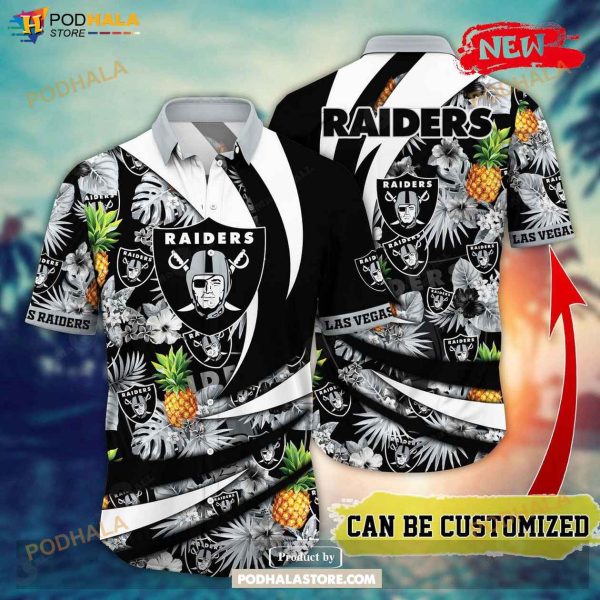Personalized Name Las Vegas Raiders NFL Flower Pineapple Summer Football Hawaiian Shirt
