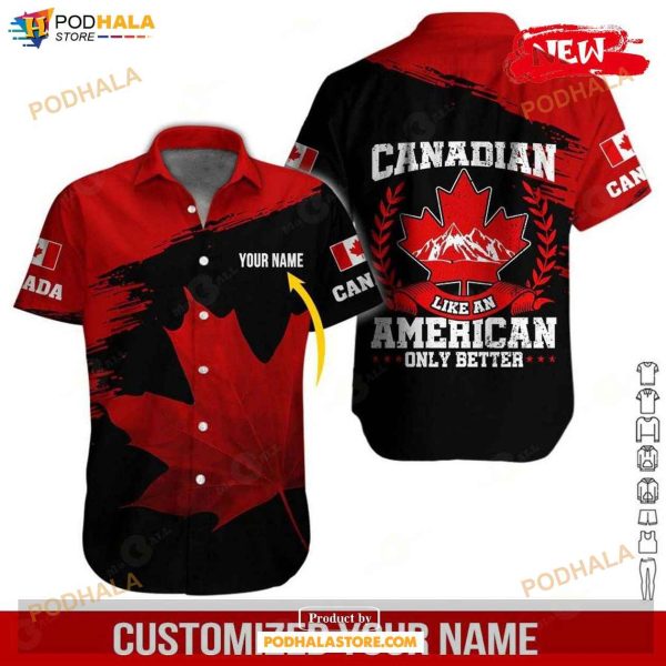 Personalized Name Love Canadian Like An Ameican Red Design For Summer Hawaiian Shirt