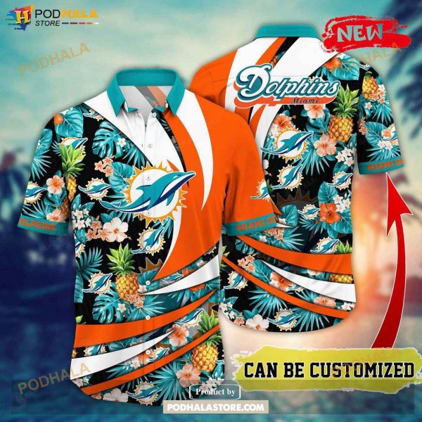 Personalized Name Miami Dolphins NFL Flower Pineapple Summer Football Hawaiian Shirt