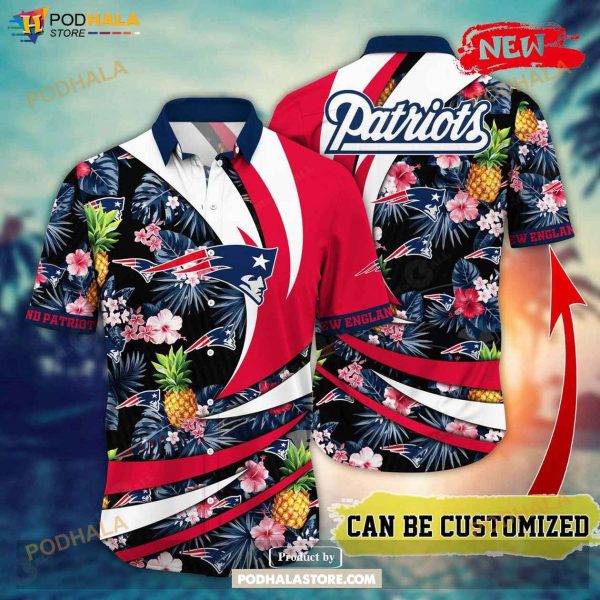 Personalized Name New England Patriots NFL Flower Pineapple Summer Football Hawaiian Shirt