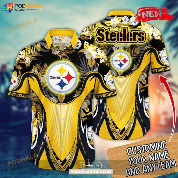 Personalized Name Pittsburgh Steelers NFL Luxury Flower Summer Football Hawaiian Shirt