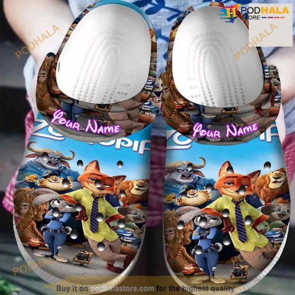 Personalized Name Zootopia Crocs Clogs Shoes Comfortable For Mens Womens