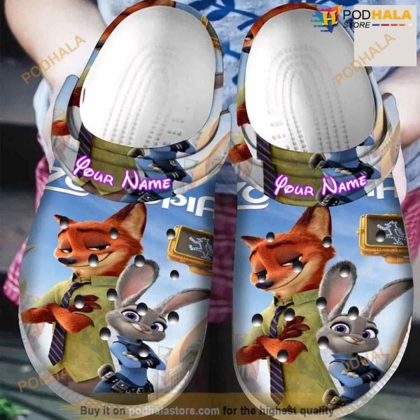 Personalized Name Zootopia Crocs Shoes Comfortable For Mens Womens