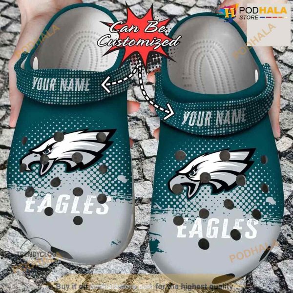 Personalized Philadelphia Eagles Half Tone Drip Flannel Crocs Clog Shoes