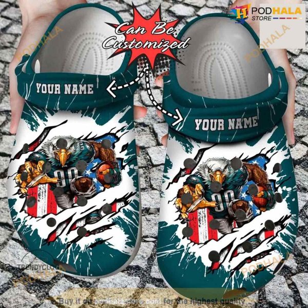 Personalized Philadelphia Eagles Mascot Ripped Flag Crocs Clog Shoes