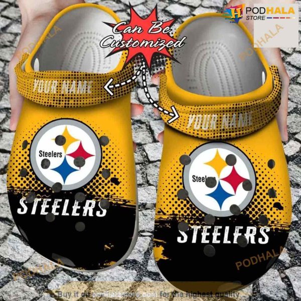 Personalized Pittsburgh Steelers Half Tone Drip Flannel Crocs Clog Shoes