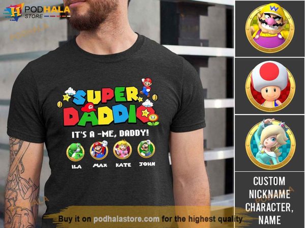 Personalized Super Daddio Game Shirt, Custom Kids Name Dad Shirt