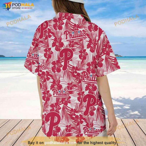Philadelphia Phillies Hawaiian Shirt, 3D Tropical Flower Pattern Hawaii Shirt