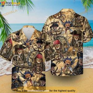 Pirate Cat Funny Hawaiian Shirt, Aloha Shirt