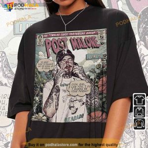 Post Malone Comic Shirt, 90s Vintage Book Art Twelve Carat Toothache Album World Tour