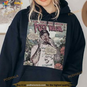Post Malone Comic Shirt 90s Vintage Book Art Twelve Carat Toothache Album World Tour 3