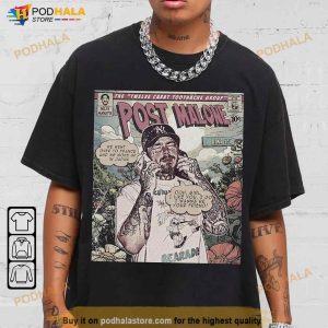 Post Malone Comic Shirt 90s Vintage Book Art Twelve Carat Toothache Album World Tour 4