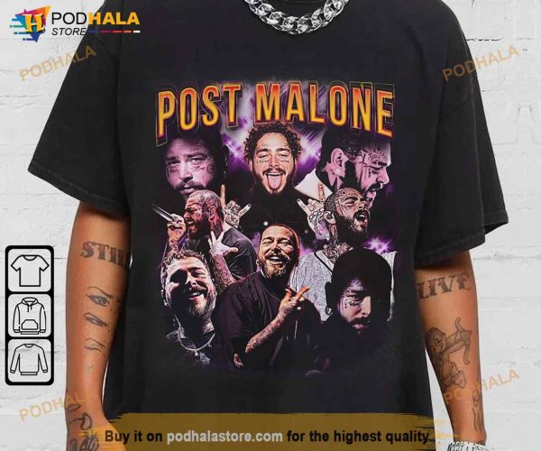 Post Malone Graphic Tee 90s Vintage Shirt, Post Malone Merch For Fans