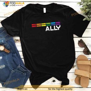 Proud Ally Bars Equality LGBTQ Rainbow Flag Gay Pride Ally Shirt