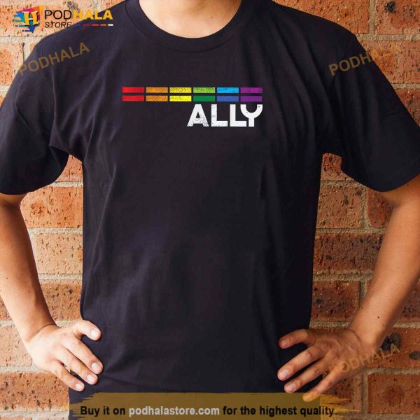 Proud Ally Bars Equality LGBTQ Rainbow Flag Gay Pride Ally Shirt