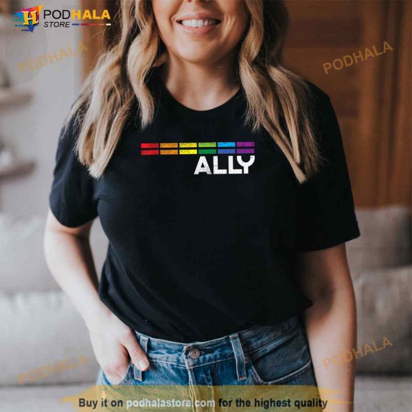 Proud Ally Bars Equality LGBTQ Rainbow Flag Gay Pride Ally Shirt