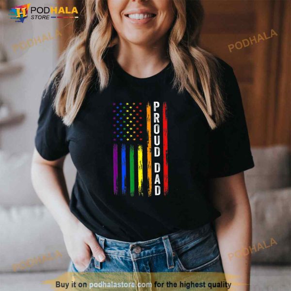 Proud Dad LGBT Dad Rainbow LGBTQ Flag LGBT Gay Pride Month Shirt