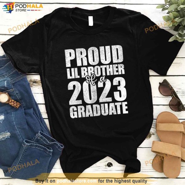 Proud Lil Brother 2023 Graduate Shirts Brother Graduation Shirt