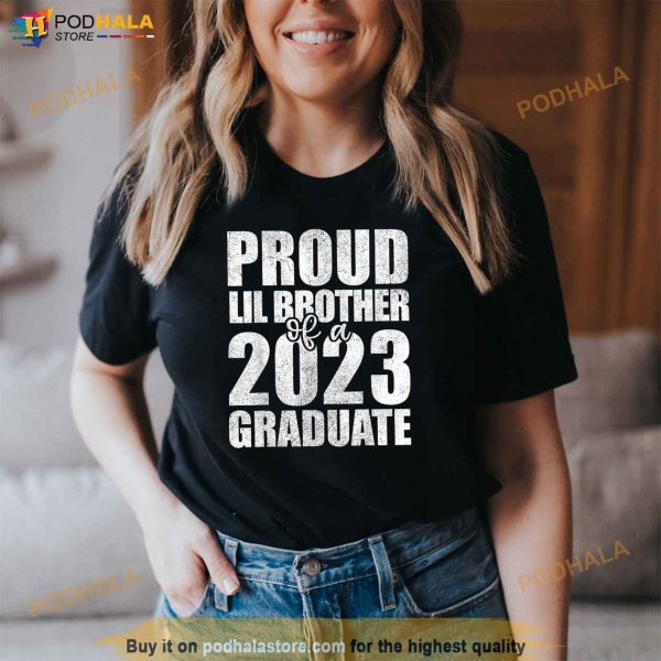 Proud Lil Brother 2023 Graduate Shirts Brother Graduation Shirt