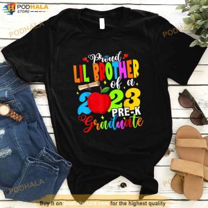 Proud Lil Brother Of A 2023 PreK Graduate Father Graduation Shirt