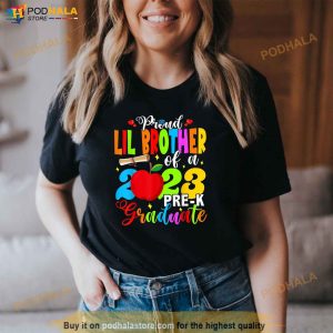 Proud Lil Brother Of A 2023 Prek Graduate Father Graduation Shirt 3