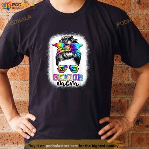 Proud Senior Mom Class Of 2023 Messy Bun Graduation Shirt 3