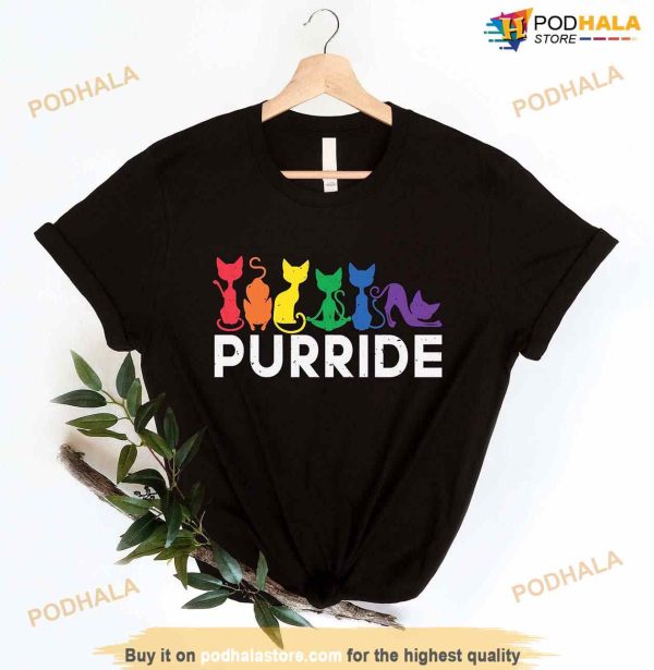 Purride Cat Shirt, LGBT Flag Shirt, Gay Pride Shirt, Rainbow Pride, Cat Lover Gift