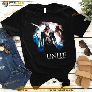 Rebels Unite Torn Flag Portrait Assassin's Creed Unity Shirt 3