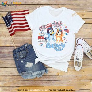 Red White Bluey Shirt, Bluey Independence Day TShirt, Happy 4th of July Gift