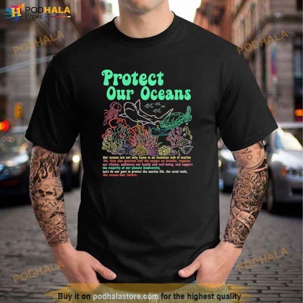 Respect The Locals Protect Our Oceans Shark Surfing Shirt