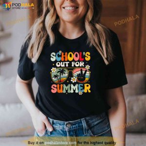 Retro Last Day Of Schools Out For Summer Teacher Boys Girls Shirt 3