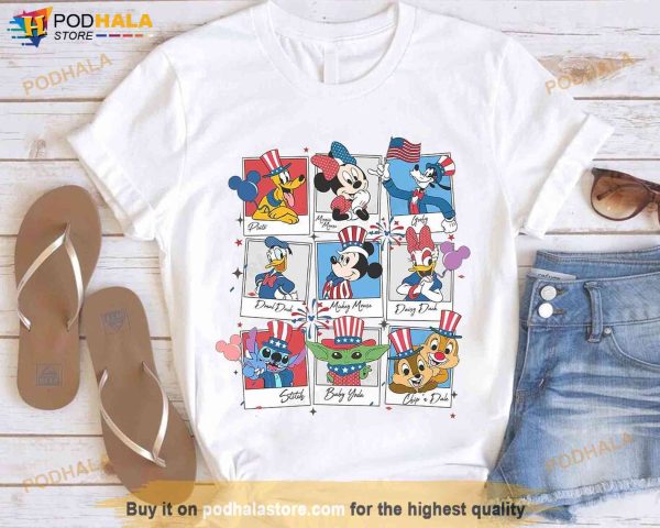 Retro Mickey and Friends Take Photos 4th Of July Shirt, Disney Independence Day T-Shirt