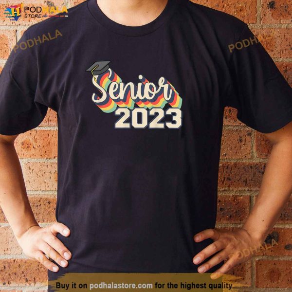 Retro Senior 2023 Grad 90s Class Of 2023 Cap Graduation Shirt