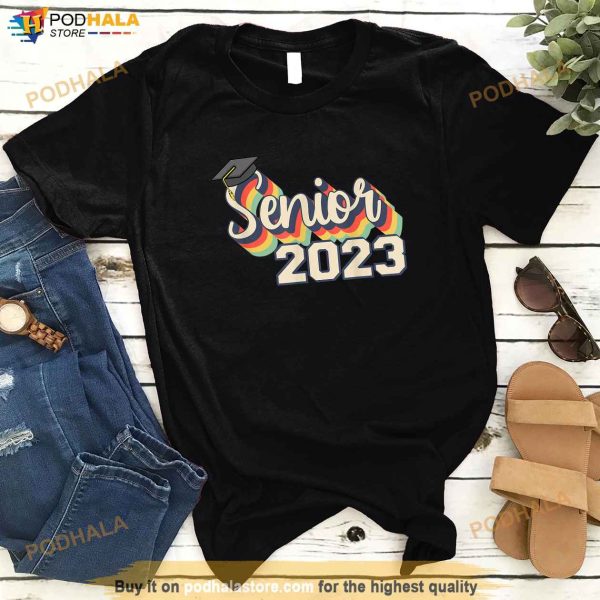 Retro Senior 2023 Grad 90s Class Of 2023 Cap Graduation Shirt