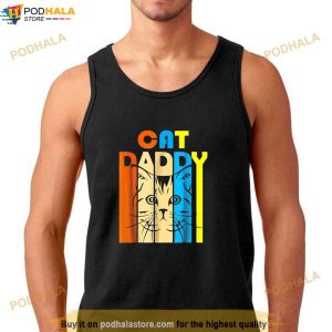 Retro Vintage Daddy Cat Fathers Day Gift Tshirt Shirt 2