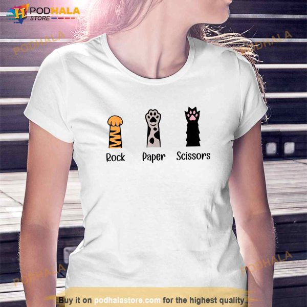 Rock Paper Scissors Funny Cat Paws Cute Kitten Lover Cats Shirt