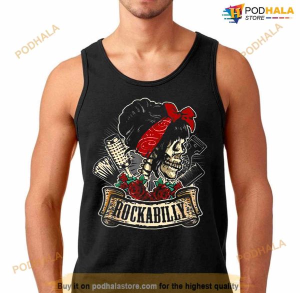 Rockabilly Girl Skull Pin Up Hairstylist Hairdresser Shirt