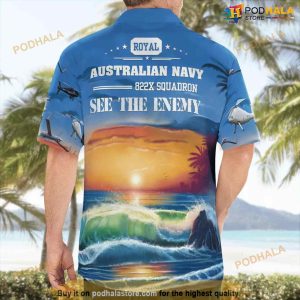 Royal Australian Navy Fleet Air Arm 822x Squadron Ran Boeing Insitu Scaneagle Schiebel Camcopter S 100 Hawaiian Shirt For Men And Women 2