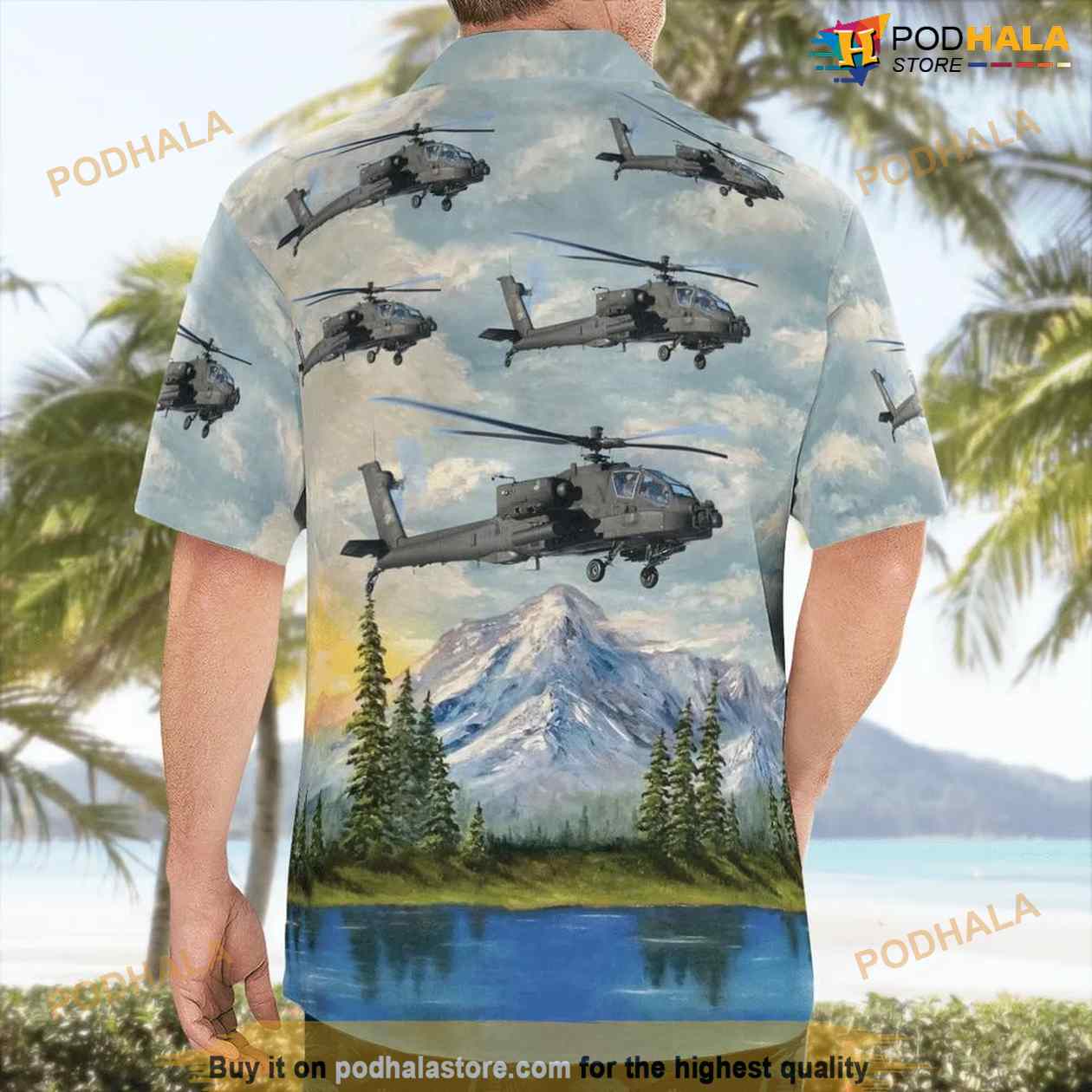 Royal Netherlands Air Force Boeing Ah-64d Apache Longbow Hawaiian Shirt Man Royal Netherlands Air Force Boeing Ah-64d Apache Longbow Hawaiian Shirt Man