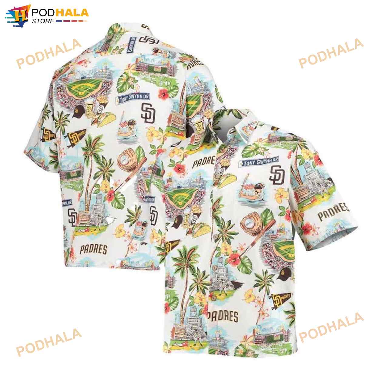 San Diego Padres Tropical Floral Custom Name Aloha Hawaiian Shirt