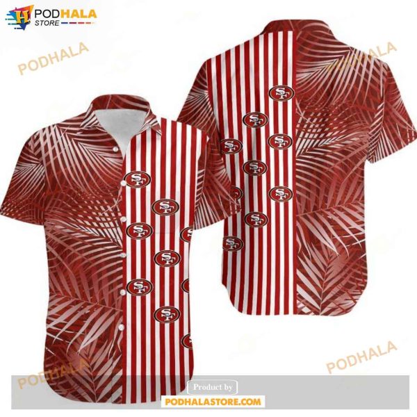 San Francisco 49ers Palm Leaves And Stripes NFL Gift For Fan Hawaii Shirt