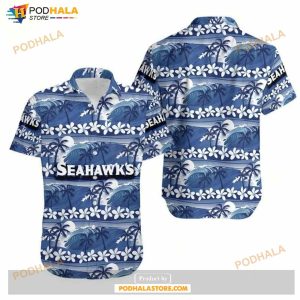 Seattle Seahawks Coconut Leaves And Skulls Hawaiian Shirt